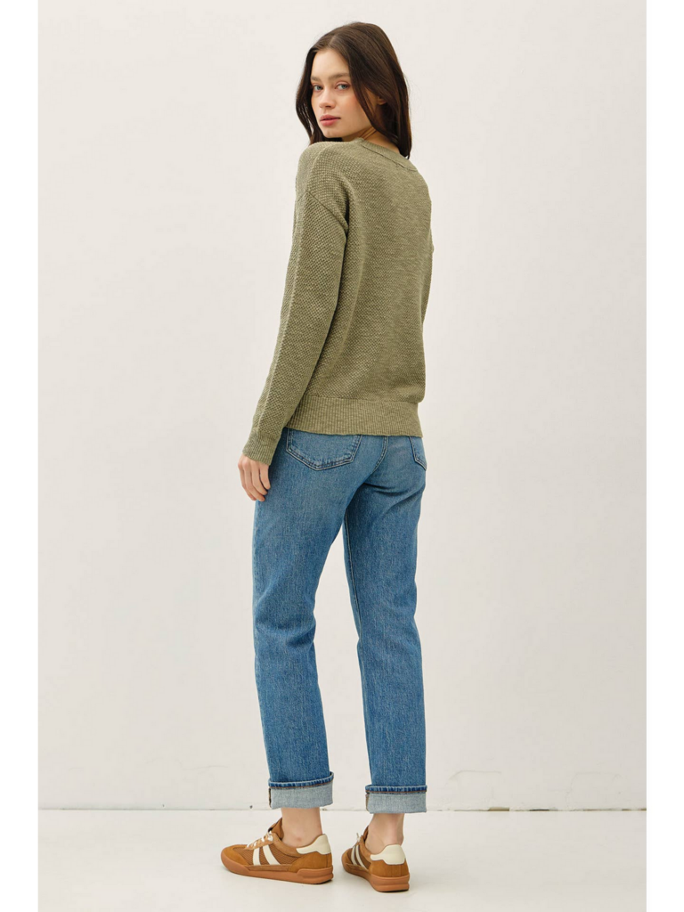 Be Cool Drop Shoulder Waffle Sweater