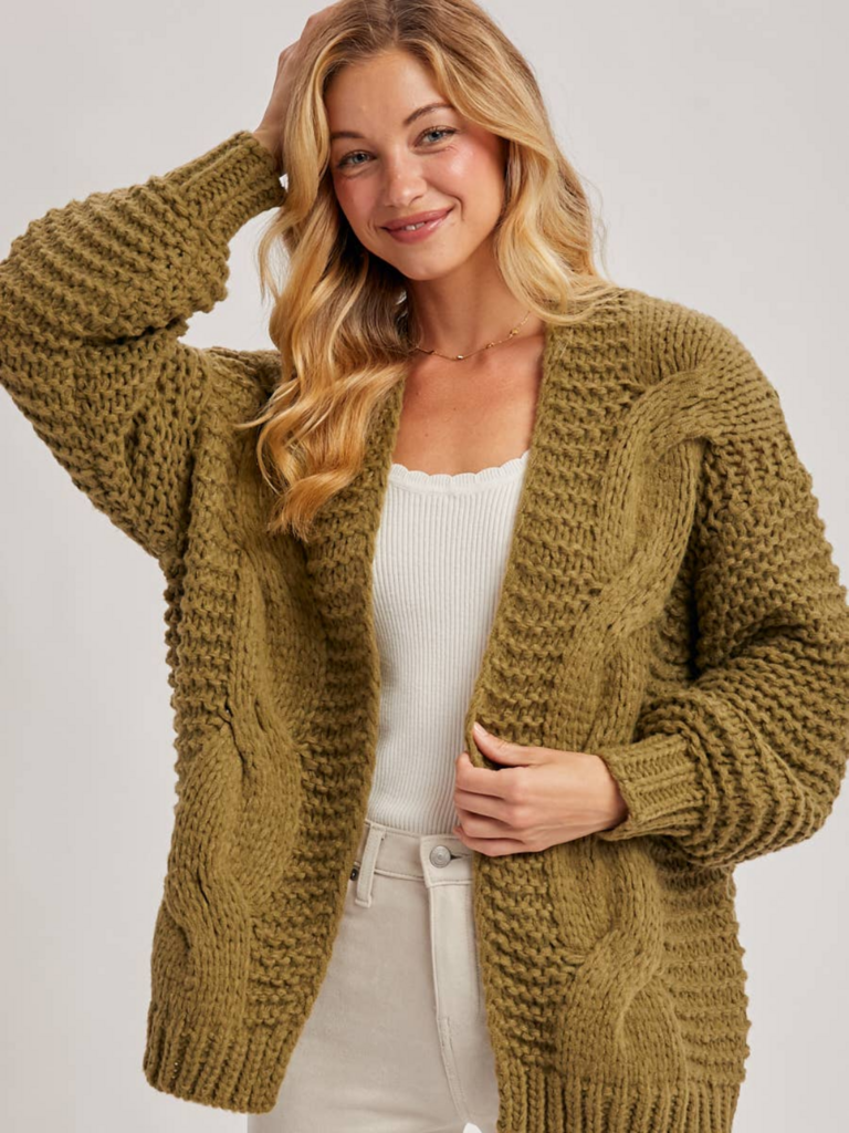Bluivy Chunky Cable Knit Sweater Cardigan