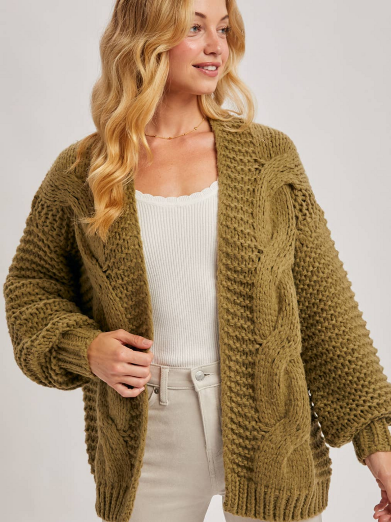 Bluivy Chunky Cable Knit Sweater Cardigan