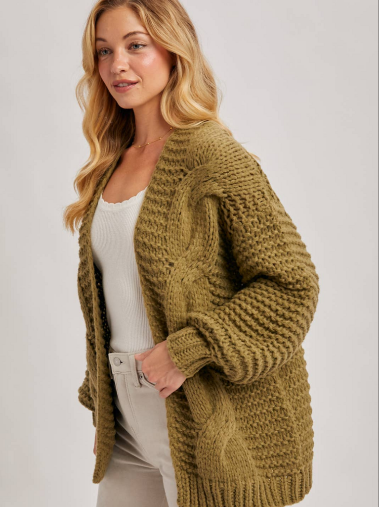 Bluivy Chunky Cable Knit Sweater Cardigan