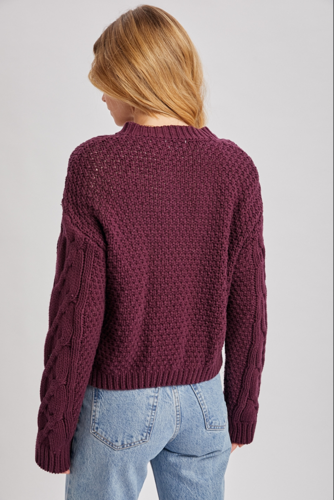 Bluivy Cropped Cable Knit Sweater Cardigan
