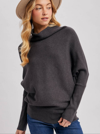 Bluivy Slouch Neck Dolman Sleeved Pullover
