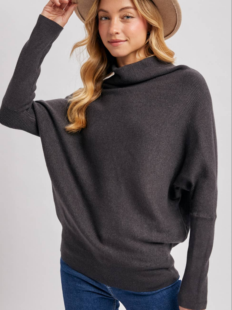 Bluivy Slouch Neck Dolman Sleeved Pullover