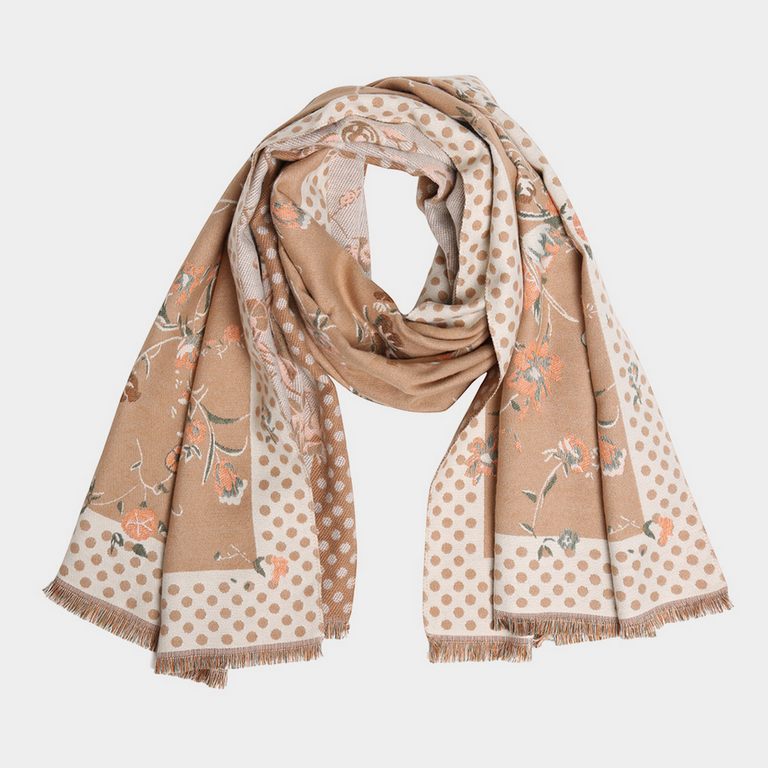 Blue Suede Floral & Polka Dot Scarf