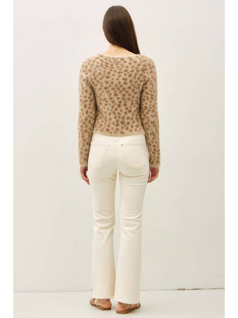 Be Cool Fuzzy Leopard Front Tie Cardigan