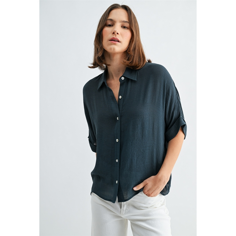 Fun2Fun Button Down Dolman Short Sleeve Top