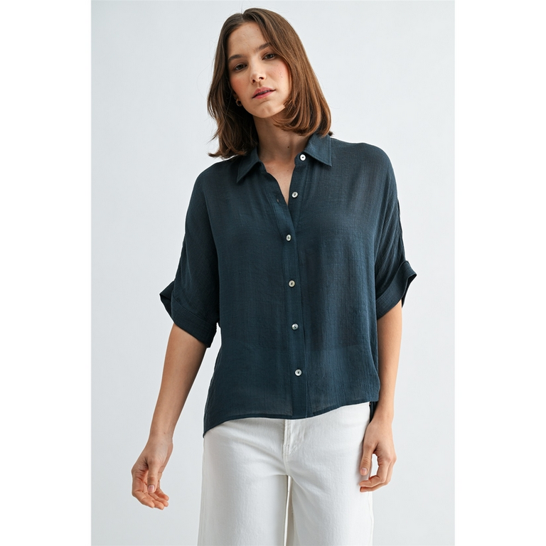 Fun2Fun Button Down Dolman Short Sleeve Top