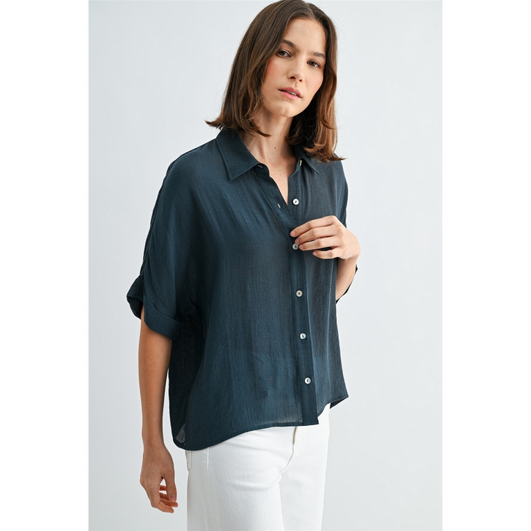 Fun2Fun Button Down Dolman Short Sleeve Top