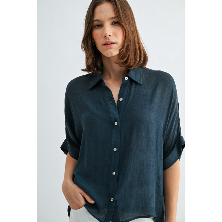 Fun2Fun Button Down Dolman Short Sleeve Top
