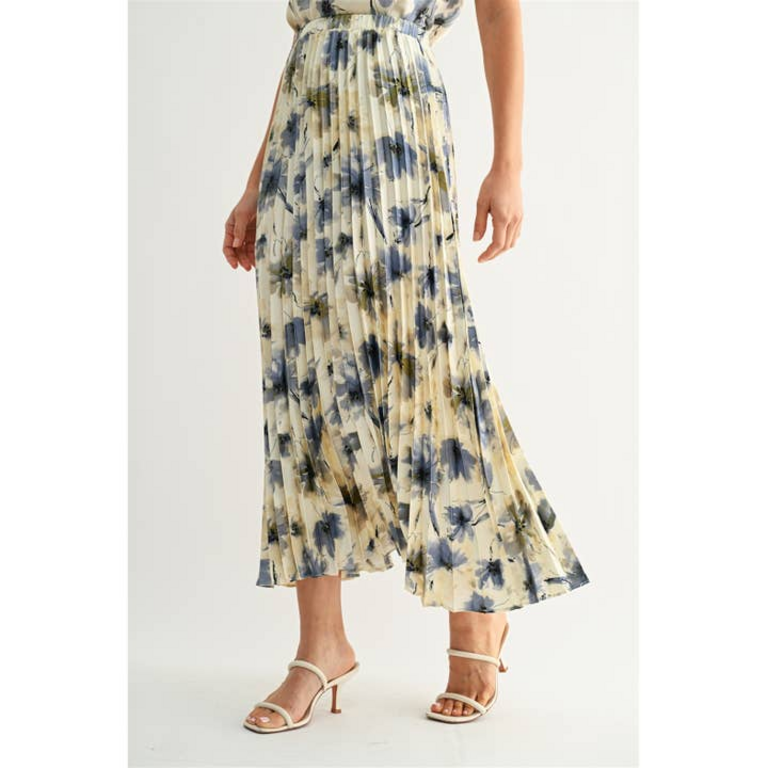 Fun2Fun Floral Satin Pleated Skirt