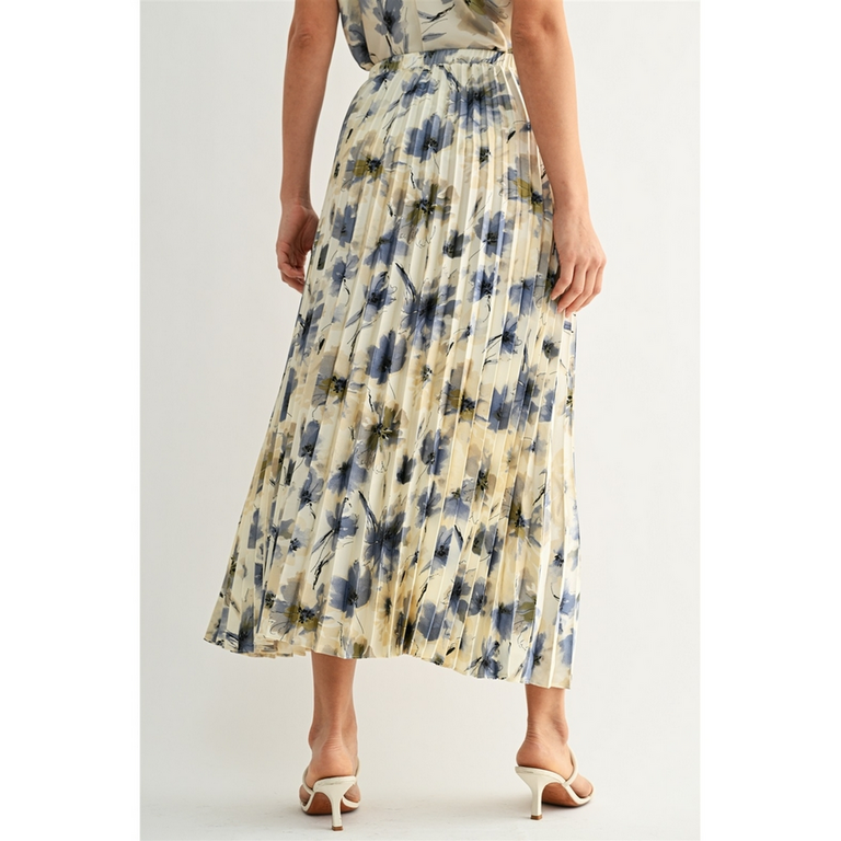 Fun2Fun Floral Satin Pleated Skirt