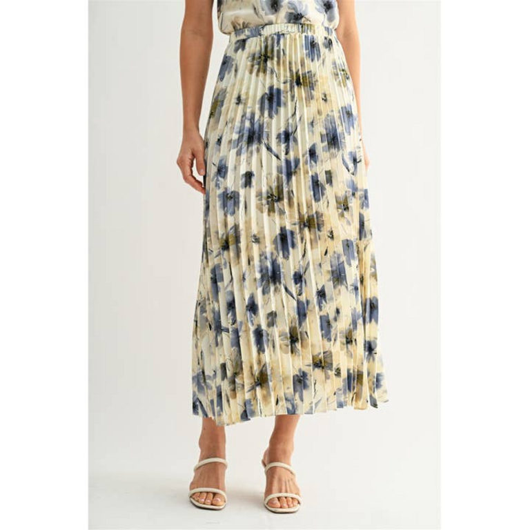 Fun2Fun Floral Satin Pleated Skirt