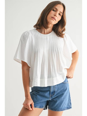 Fun2Fun Pin Tuck Detail Short Sleeve Blouse