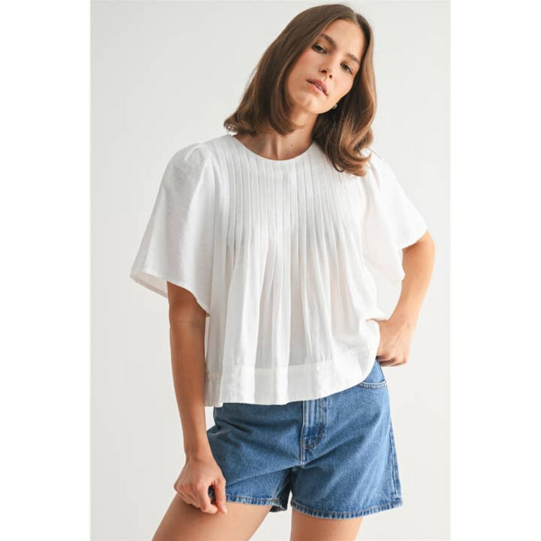 Fun2Fun Pin Tuck Detail Short Sleeve Blouse