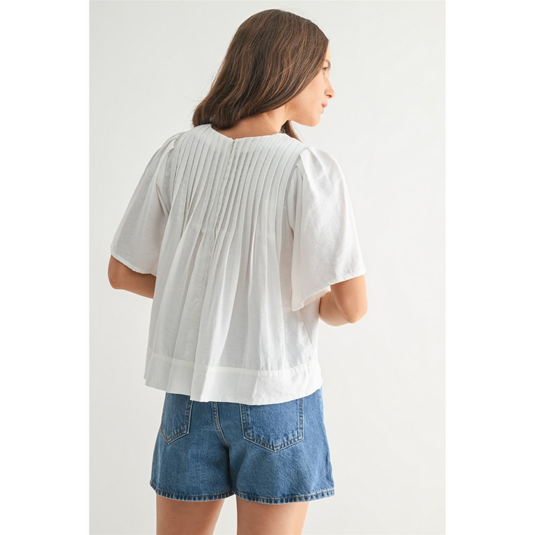 Fun2Fun Pin Tuck Detail Short Sleeve Blouse