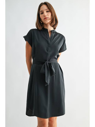 Fun2Fun Satin Waist Tie Midi Dress