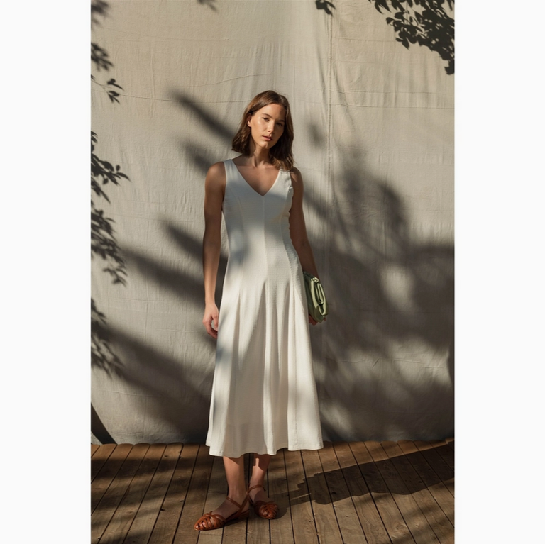 Fun2Fun Textured Knit V Neck Dress