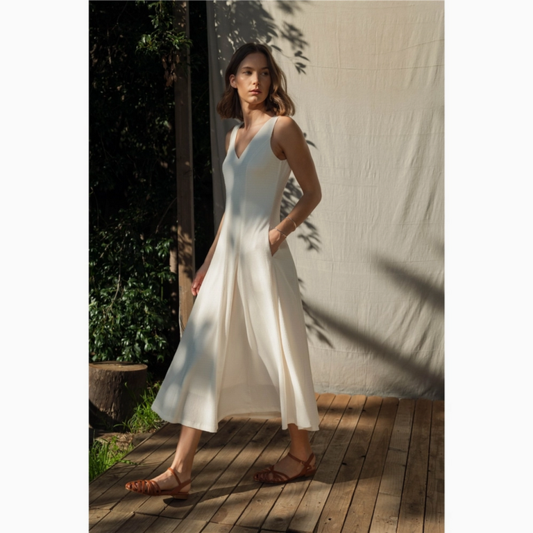 Fun2Fun Textured Knit V Neck Dress