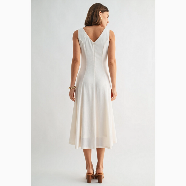 Fun2Fun Textured Knit V Neck Dress