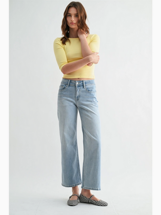 Mica Denim Mid-Rise Wide Leg Ankle Jeans