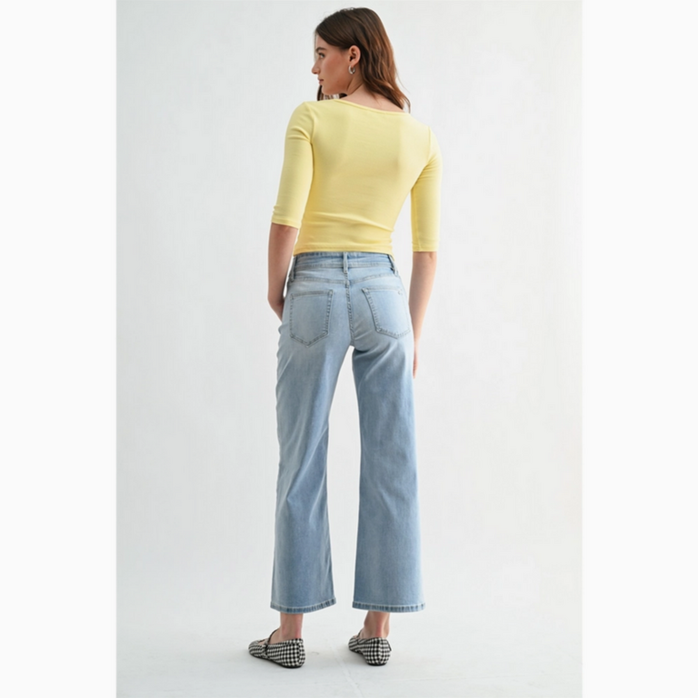 Mica Denim Mid-Rise Wide Leg Ankle Jeans