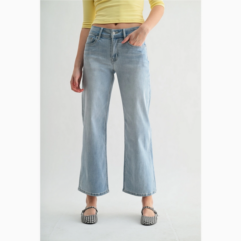 Mica Denim Mid-Rise Wide Leg Ankle Jeans