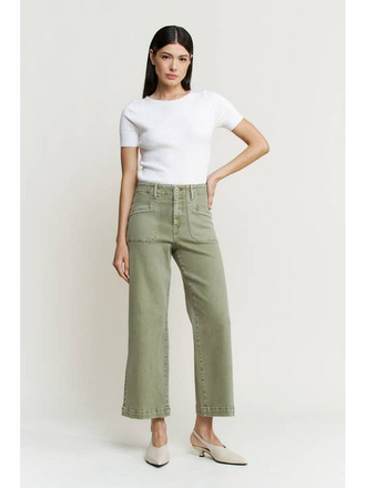 Mica Denim Super High Wide Cropped Utility Pants