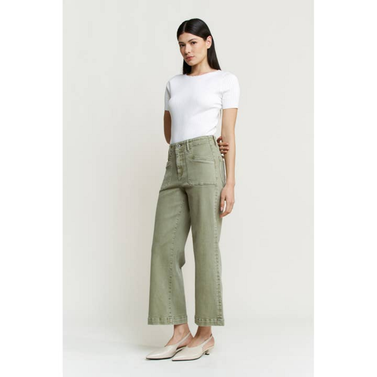 Mica Denim Super High Wide Cropped Utility Pants