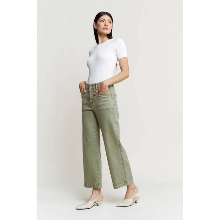 Mica Denim Super High Wide Cropped Utility Pants