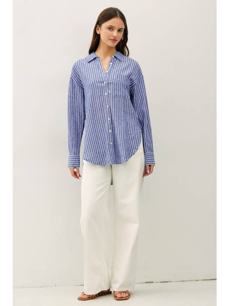 Be Cool Cotton Linen Blend Long Sleeve Shirt