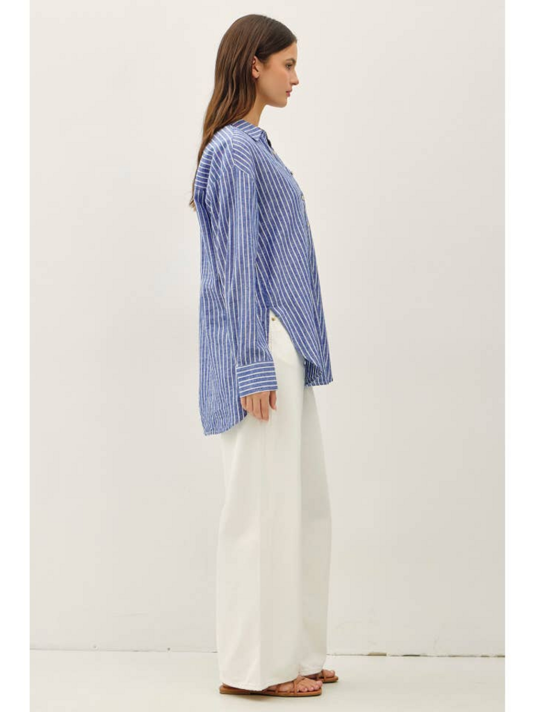 Be Cool Cotton Linen Blend Long Sleeve Shirt