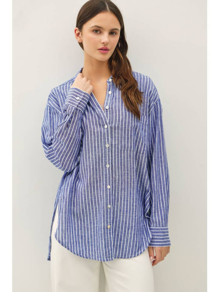 Be Cool Cotton Linen Blend Long Sleeve Shirt