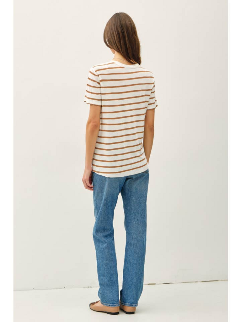 Be Cool Cotton Linen Blend Striped T-Shirt