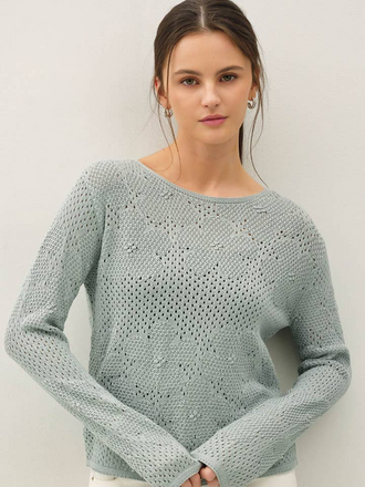 Be Cool Floral Pattern Crochet Sweater Top