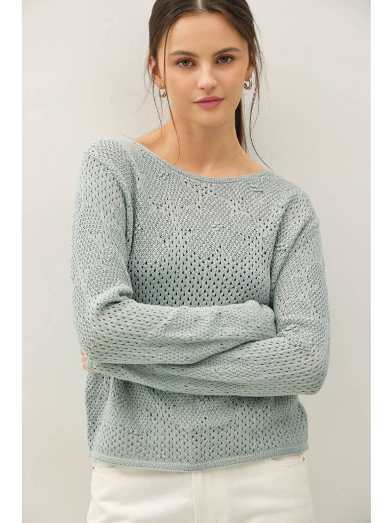 Be Cool Floral Pattern Crochet Sweater Top