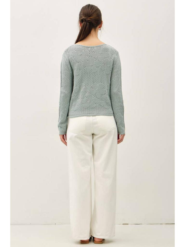 Be Cool Floral Pattern Crochet Sweater Top