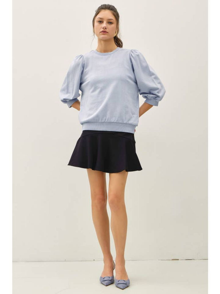 Be Cool Puff Sleeve French Terry Top