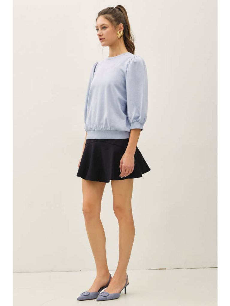 Be Cool Puff Sleeve French Terry Top