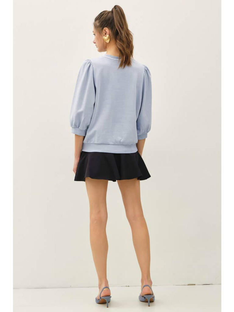 Be Cool Puff Sleeve French Terry Top
