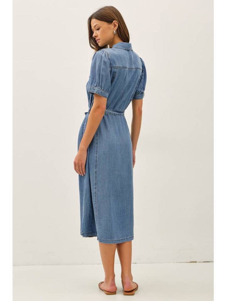 Be Cool Puff Sleeved Denim Shirt Dress