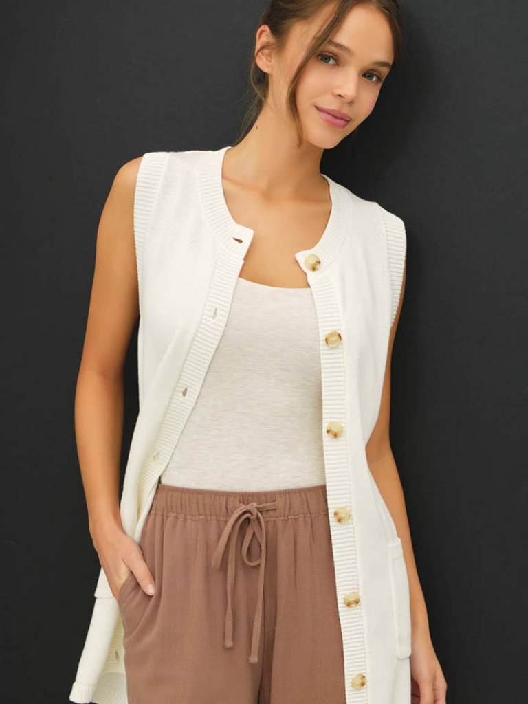 Be Cool Tie Waisted Button Up Long Vest