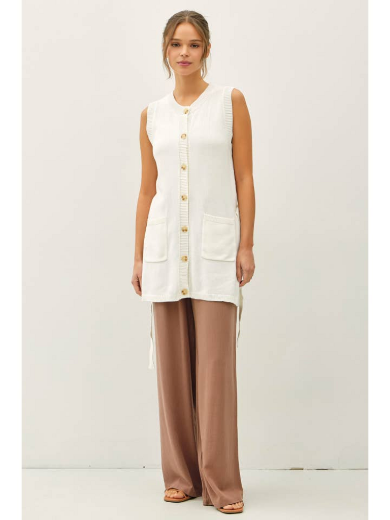 Be Cool Tie Waisted Button Up Long Vest