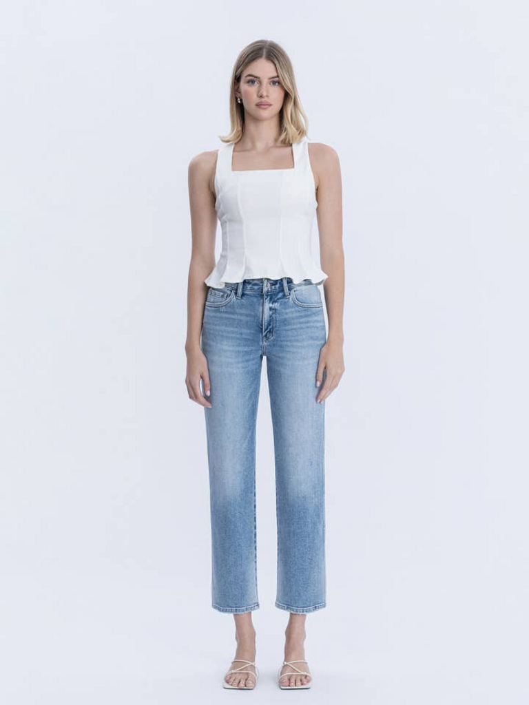 Flying Monkey High Rise Medium Light Wash Ankle Straight Jeans