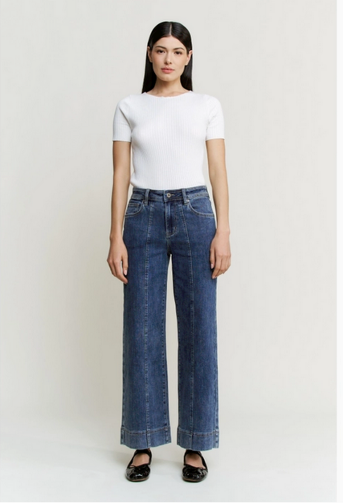 Mica Denim High Rise Front Seam Wide Leg Jeans