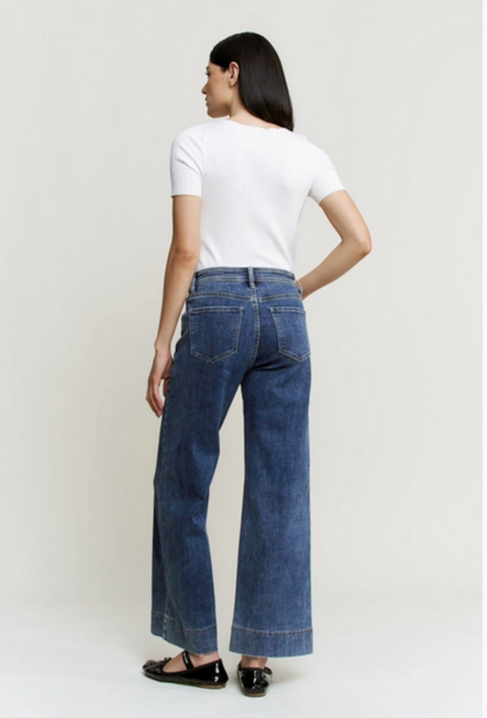 Mica Denim High Rise Front Seam Wide Leg Jeans