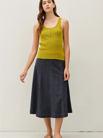 Be Cool Lightweight Henley Neck Ribbed Sweater Tank