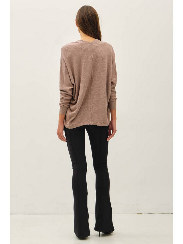 Be Cool Open Front Dolman Sleeve Slub Cardigan