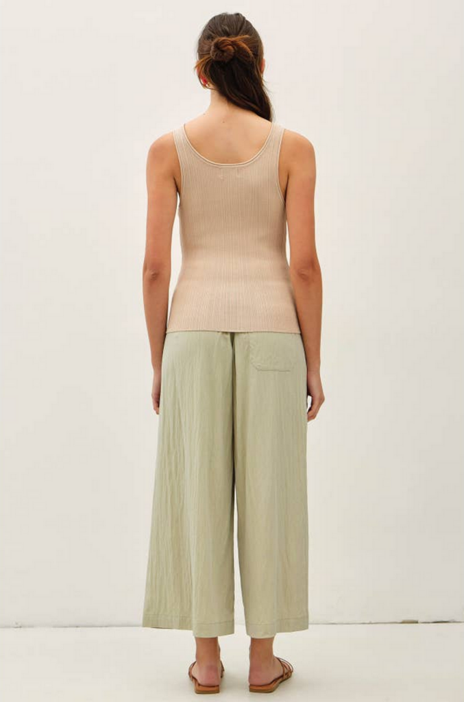 Be Cool Lightweight Henley Neck Ribbed Sweater Tank