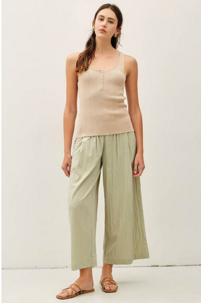 Be Cool Lightweight Henley Neck Ribbed Sweater Tank