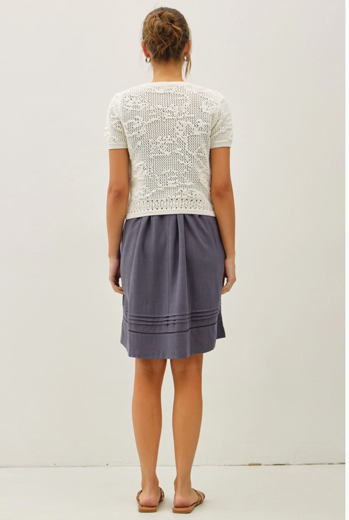 Be Cool Patterned Crochet Short Sleeve Crop Cardigan